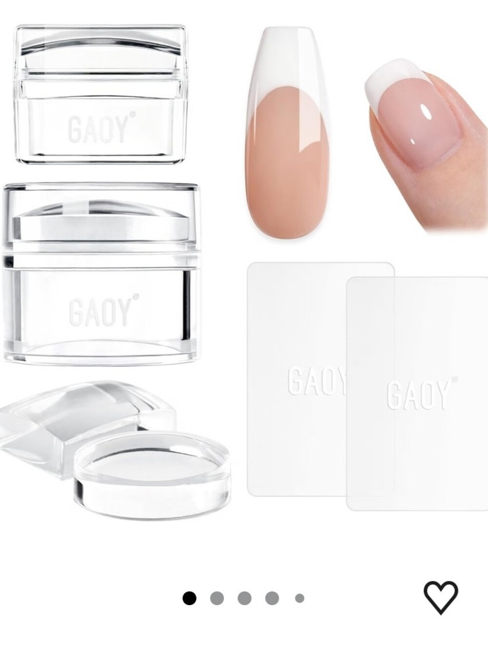 French Tip Stamp, 6Pcs Nail Art Stamper Kit, Soft Clear Silicone Round & Square